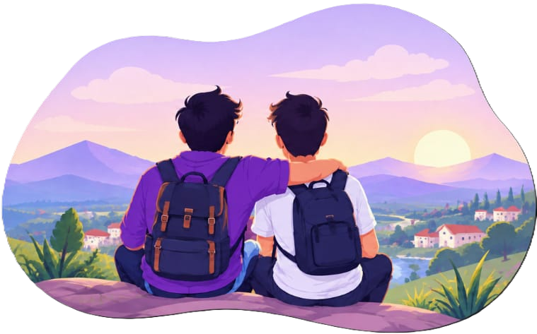 Friends enjoying childhood memories